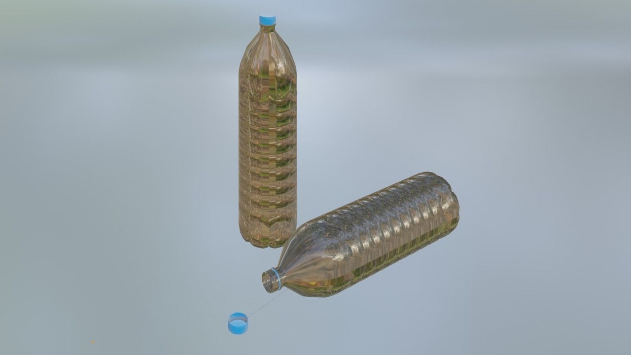 Plastic Water Bottle Low-poly 3D model_6