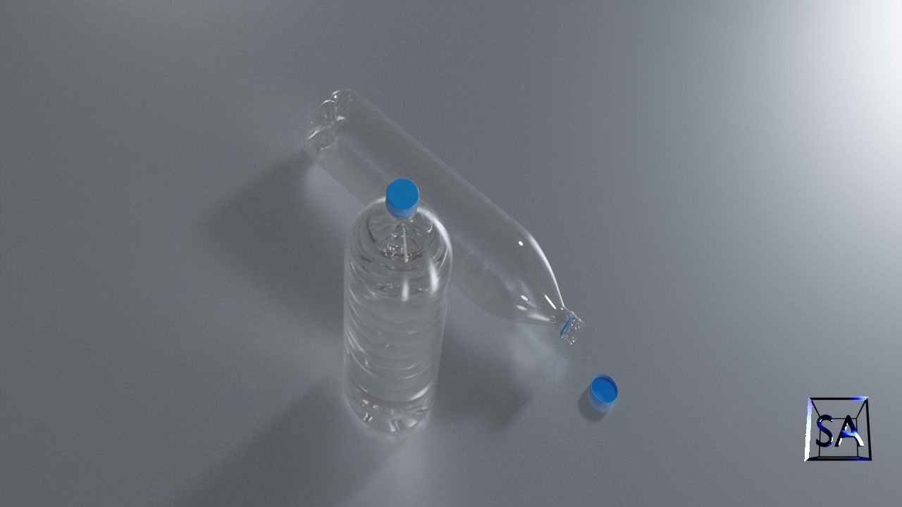 Plastic Water Bottle Low-poly 3D model_17