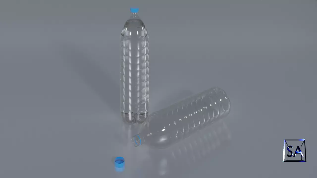 Plastic Water Bottle Low-poly 3D model_0