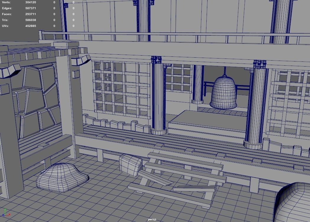 Japanese Temple Hanamura Low-poly 3D model_14