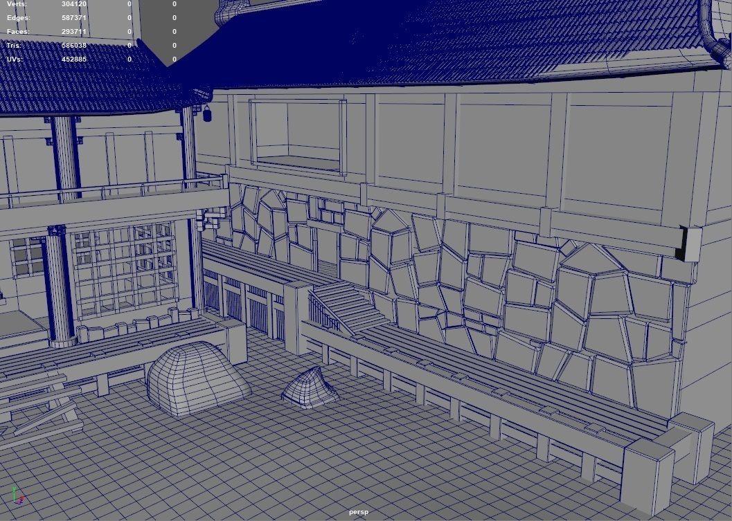 Japanese Temple Hanamura Low-poly 3D model_12