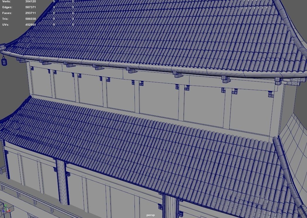 Japanese Temple Hanamura Low-poly 3D model_15