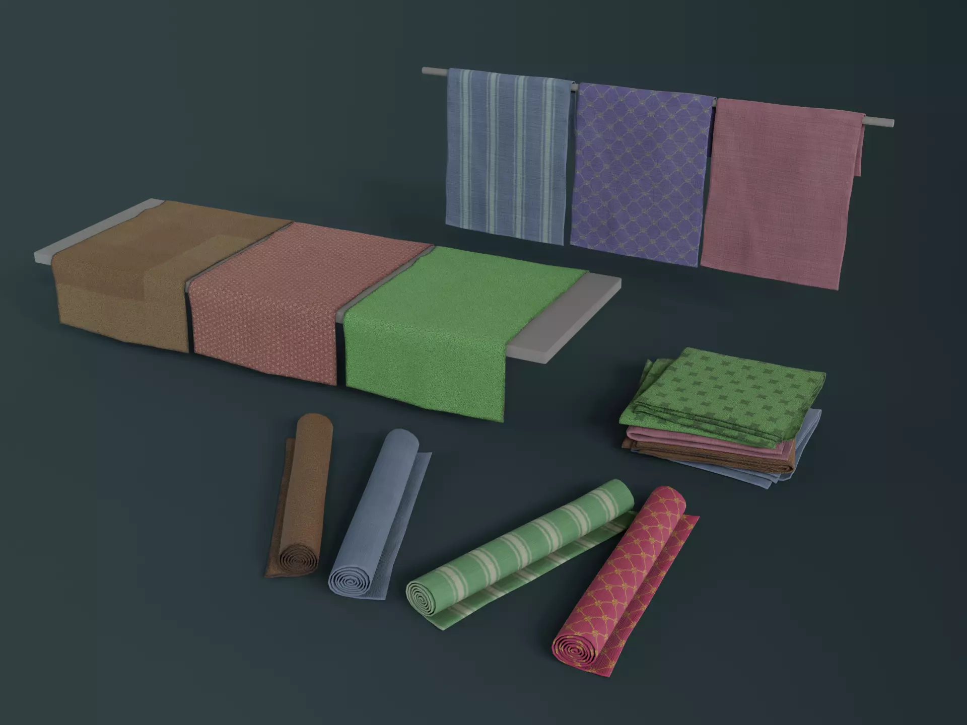 Medieval Cloth Set Low-poly 3D model