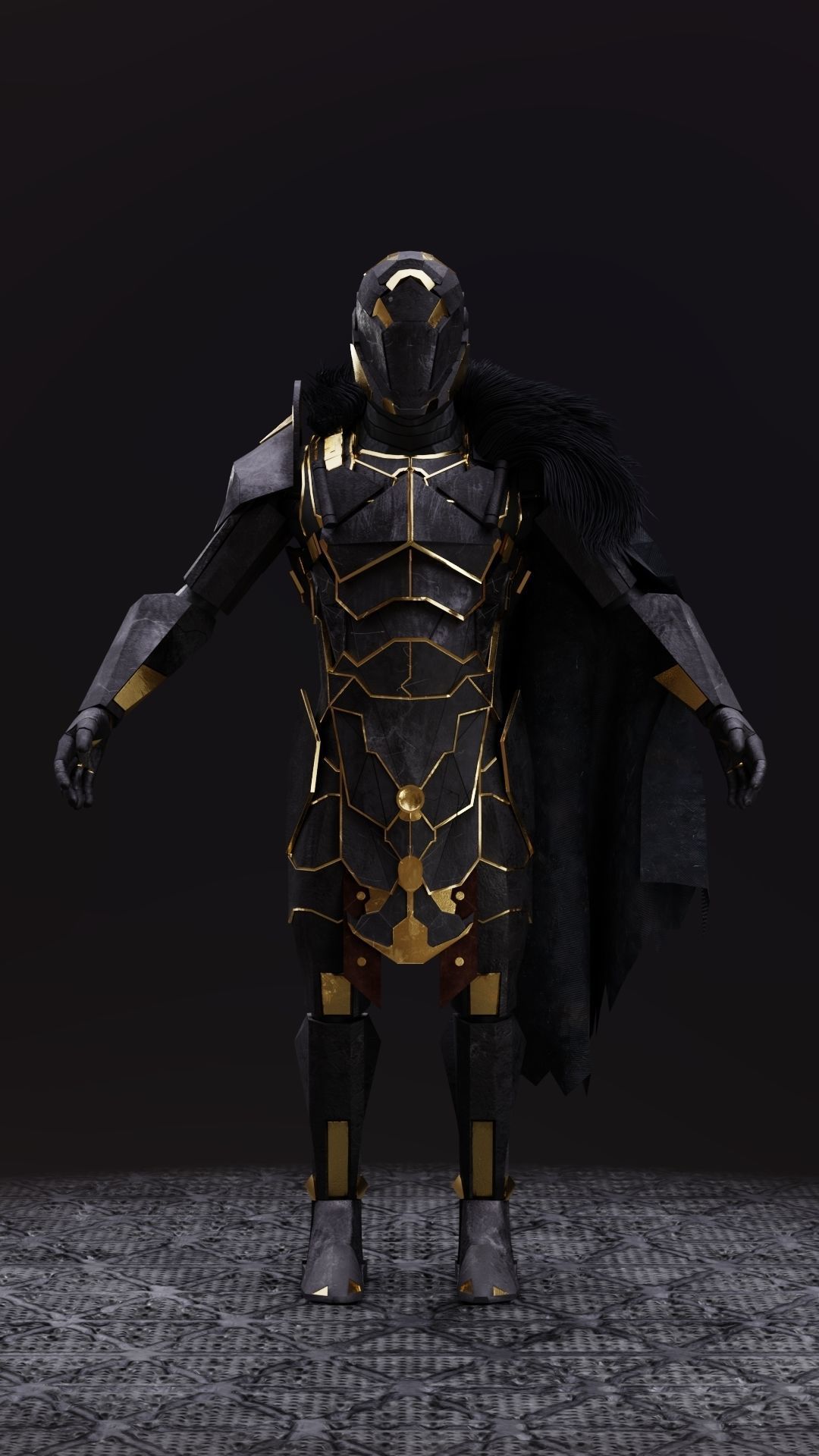 Sci-fi Knight  - A futuristic armoured character Low-poly 3D model_4