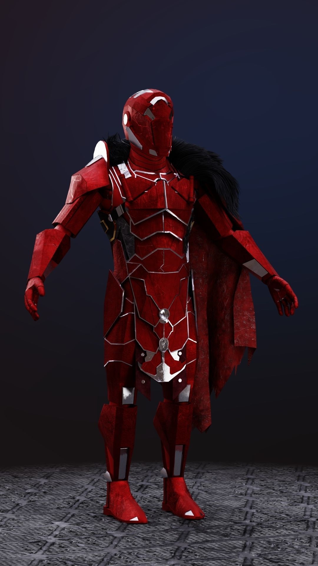 Sci-fi Knight  - A futuristic armoured character Low-poly 3D model_7