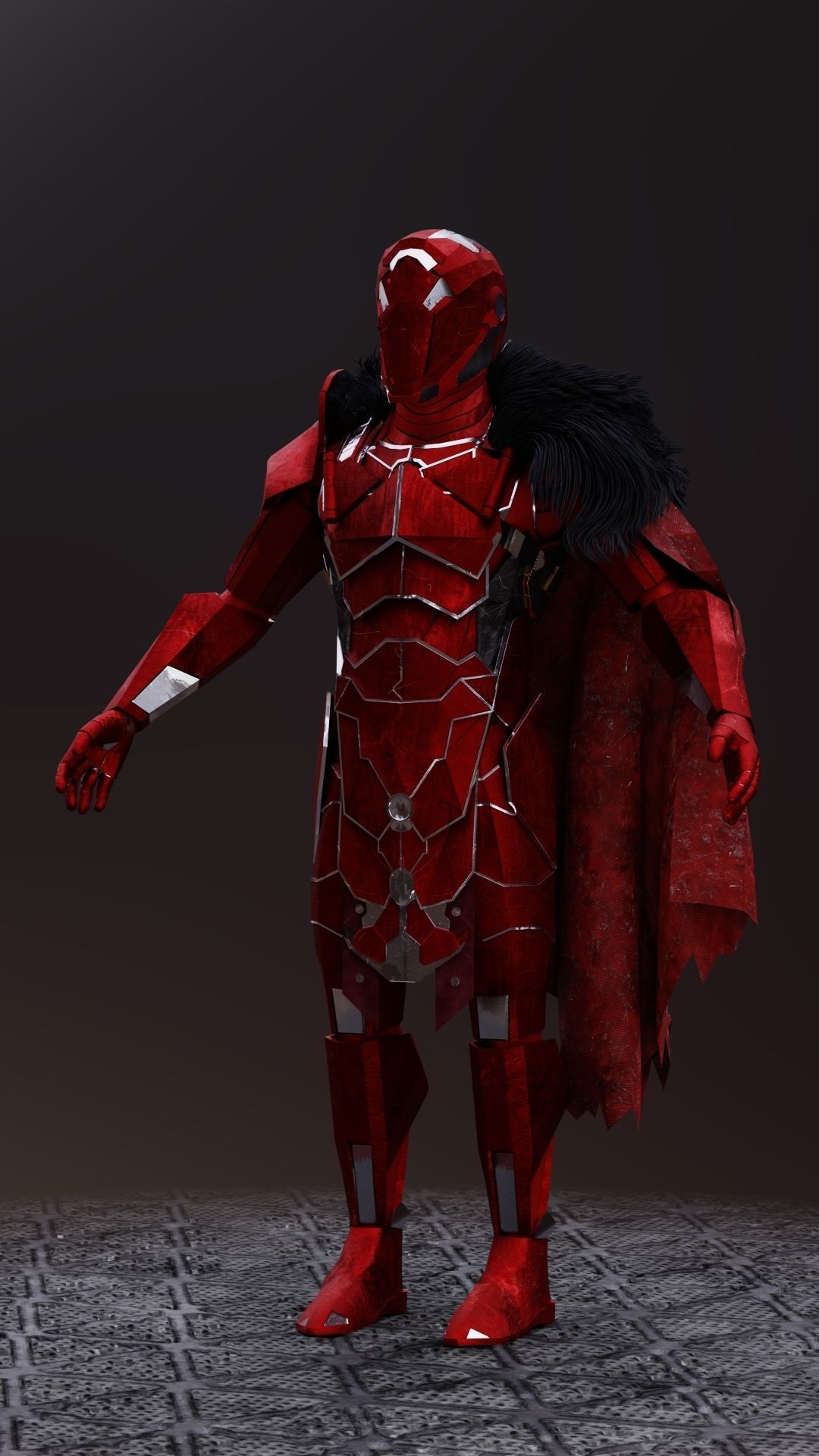 Sci-fi Knight  - A futuristic armoured character Low-poly 3D model_9