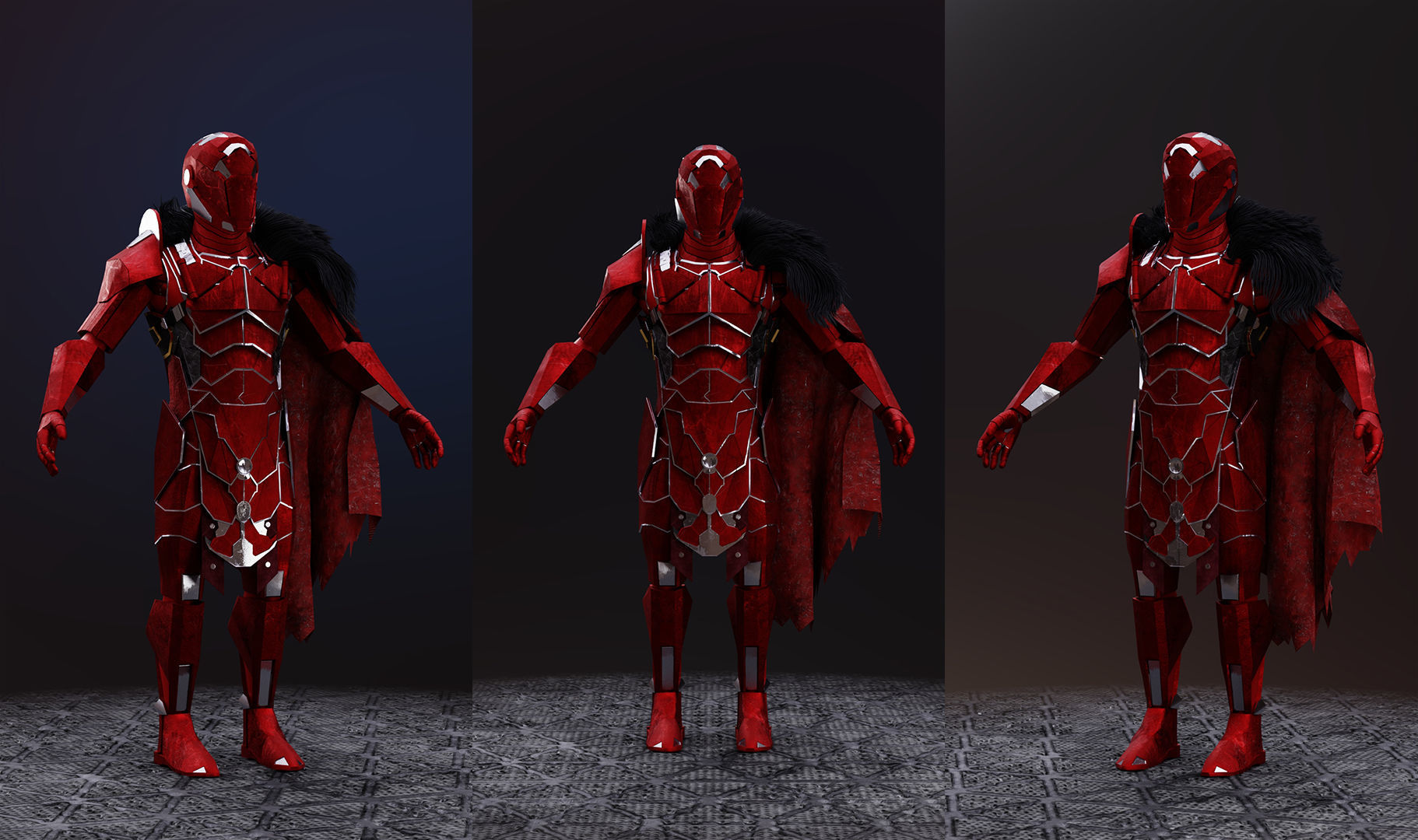 Sci-fi Knight  - A futuristic armoured character Low-poly 3D model_6