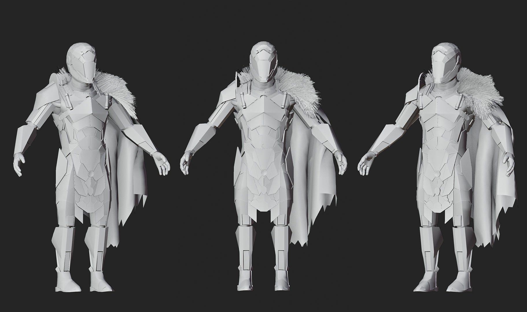Sci-fi Knight  - A futuristic armoured character Low-poly 3D model_10