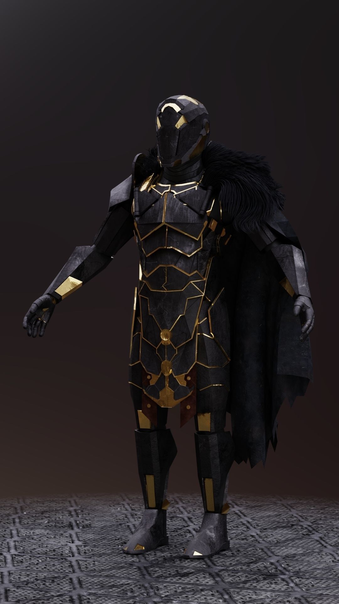Sci-fi Knight  - A futuristic armoured character Low-poly 3D model_5