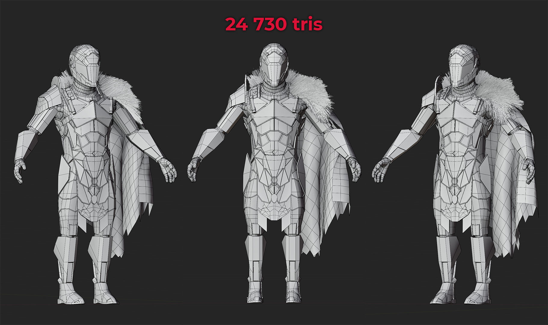 Sci-fi Knight  - A futuristic armoured character Low-poly 3D model_14
