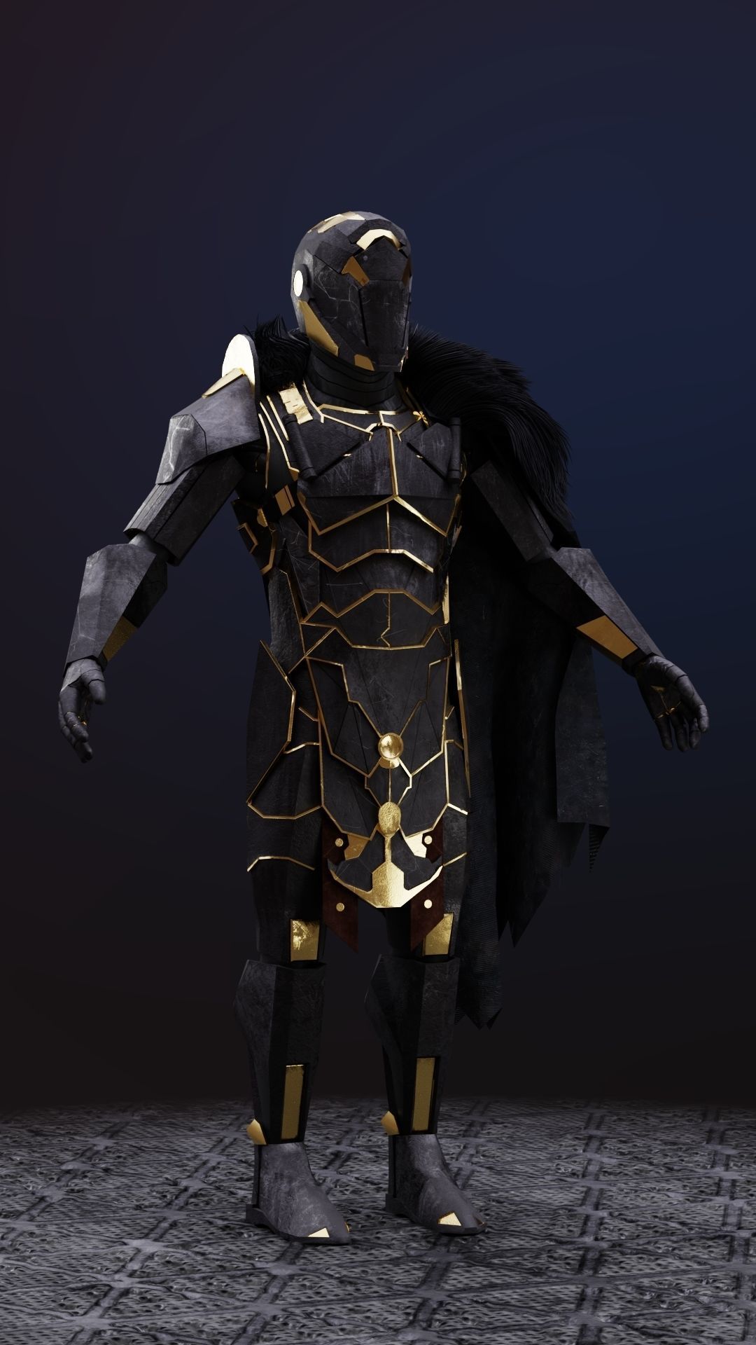 Sci-fi Knight  - A futuristic armoured character Low-poly 3D model_3