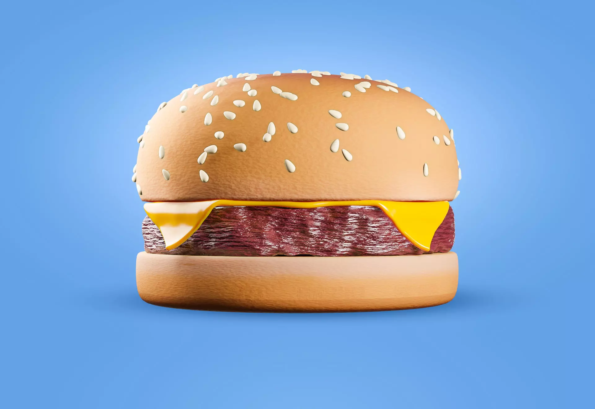 Handpainted Cartoon Cheeseburger 3D Model 3D model_0