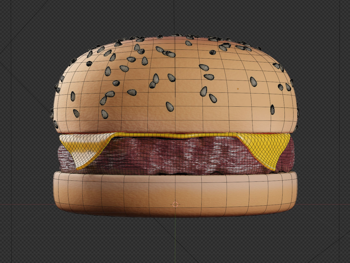 Handpainted Cartoon Cheeseburger 3D Model 3D model_1