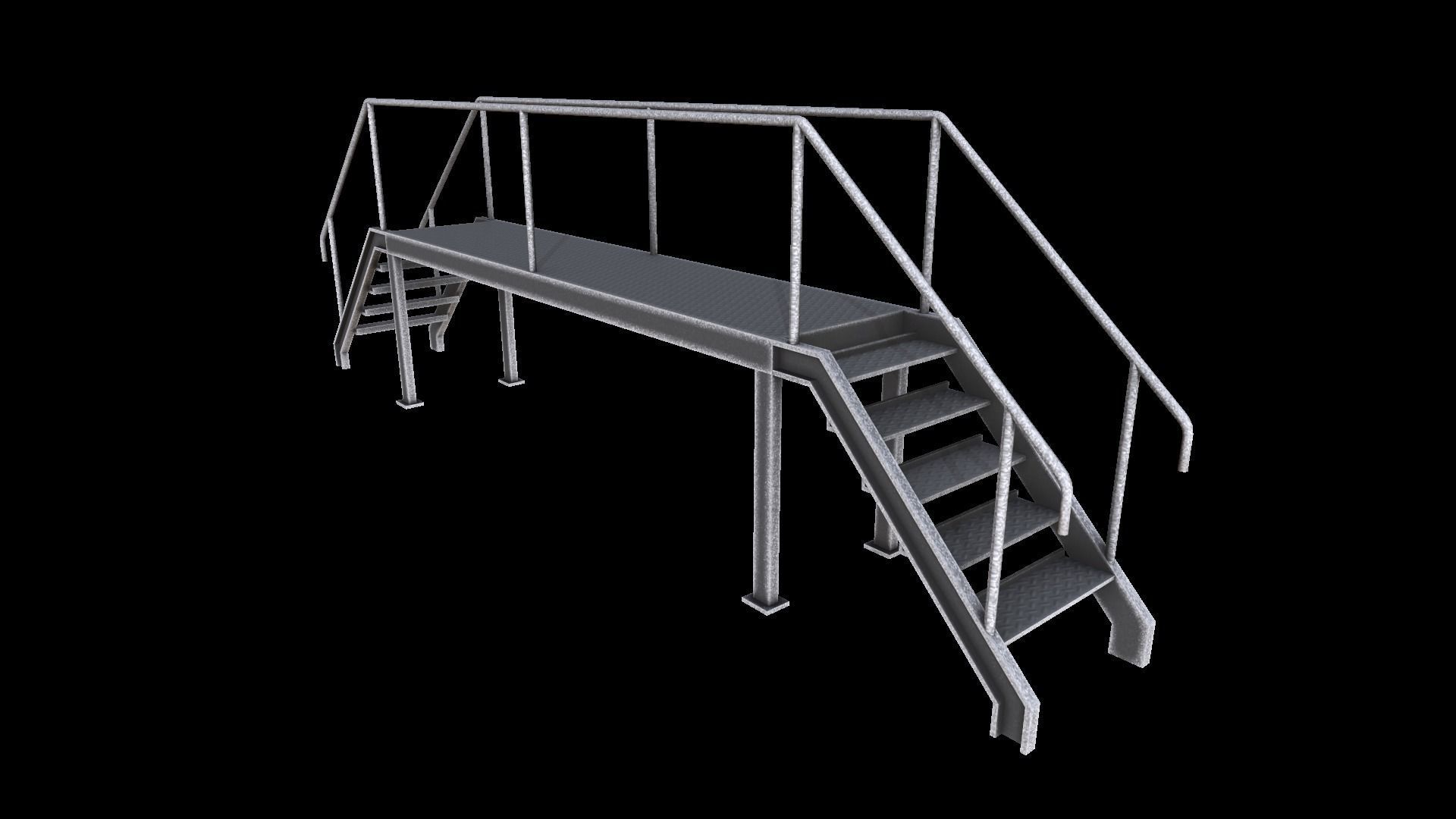 Stair stainless steel railings Low-poly 3D model_4