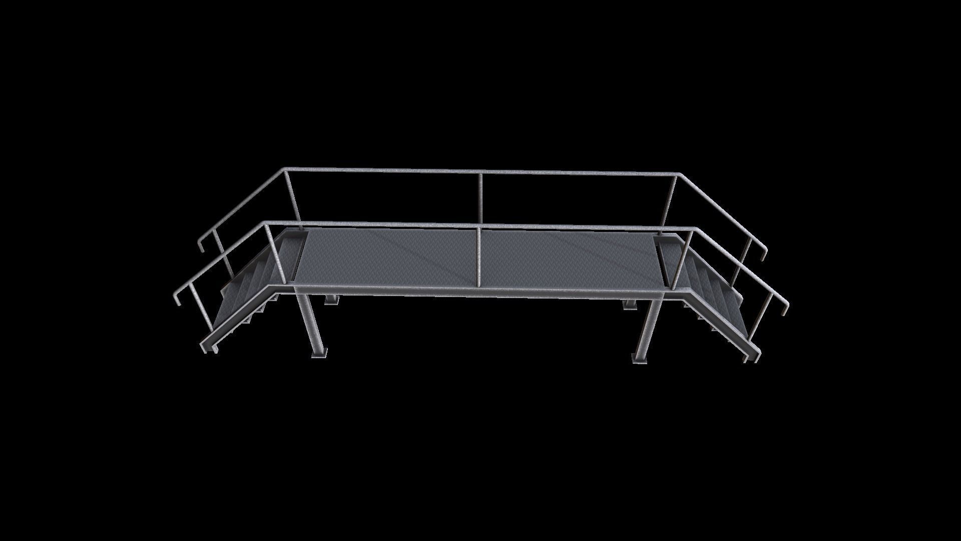 Stair stainless steel railings Low-poly 3D model_5
