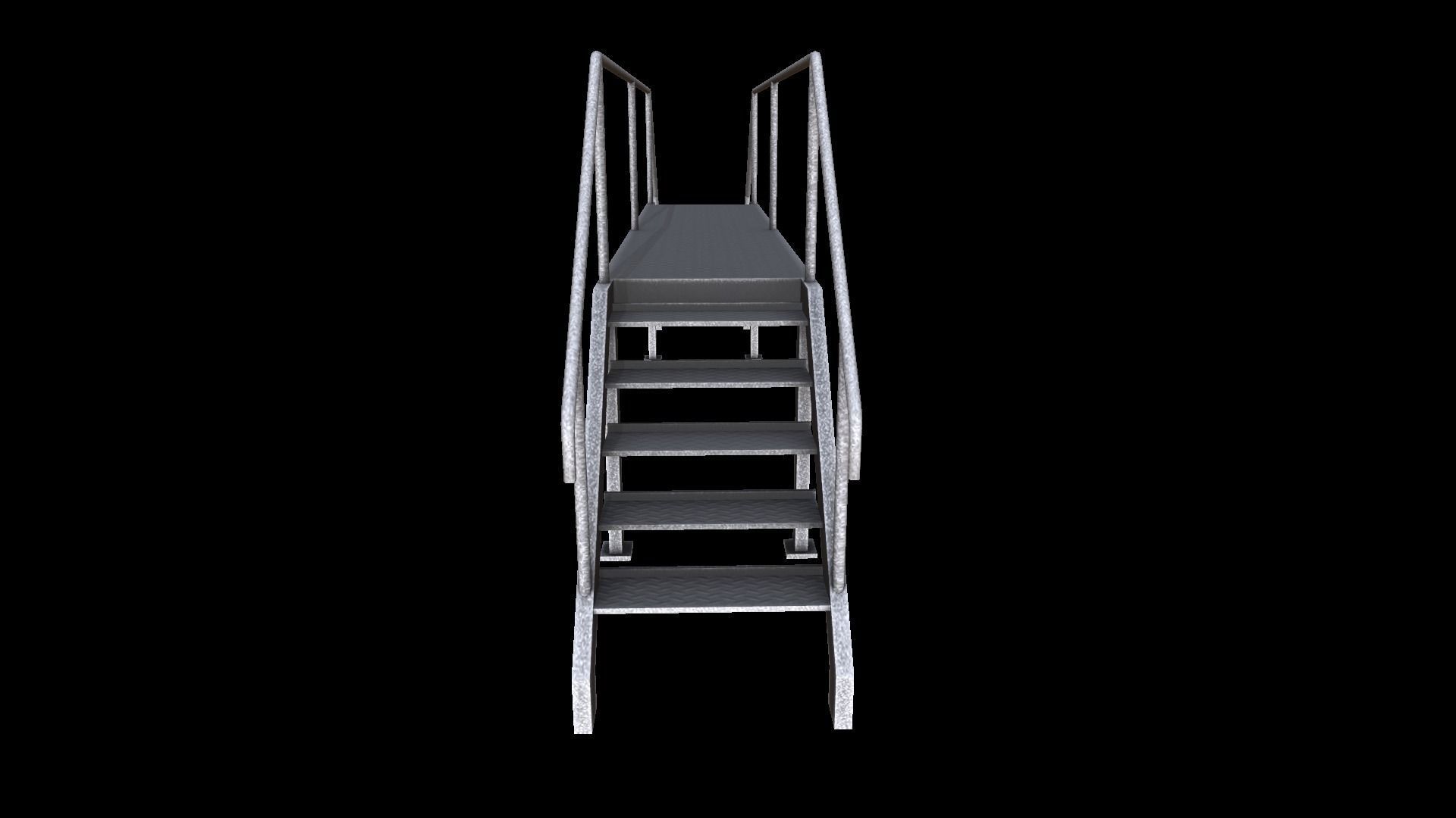 Stair stainless steel railings Low-poly 3D model_2