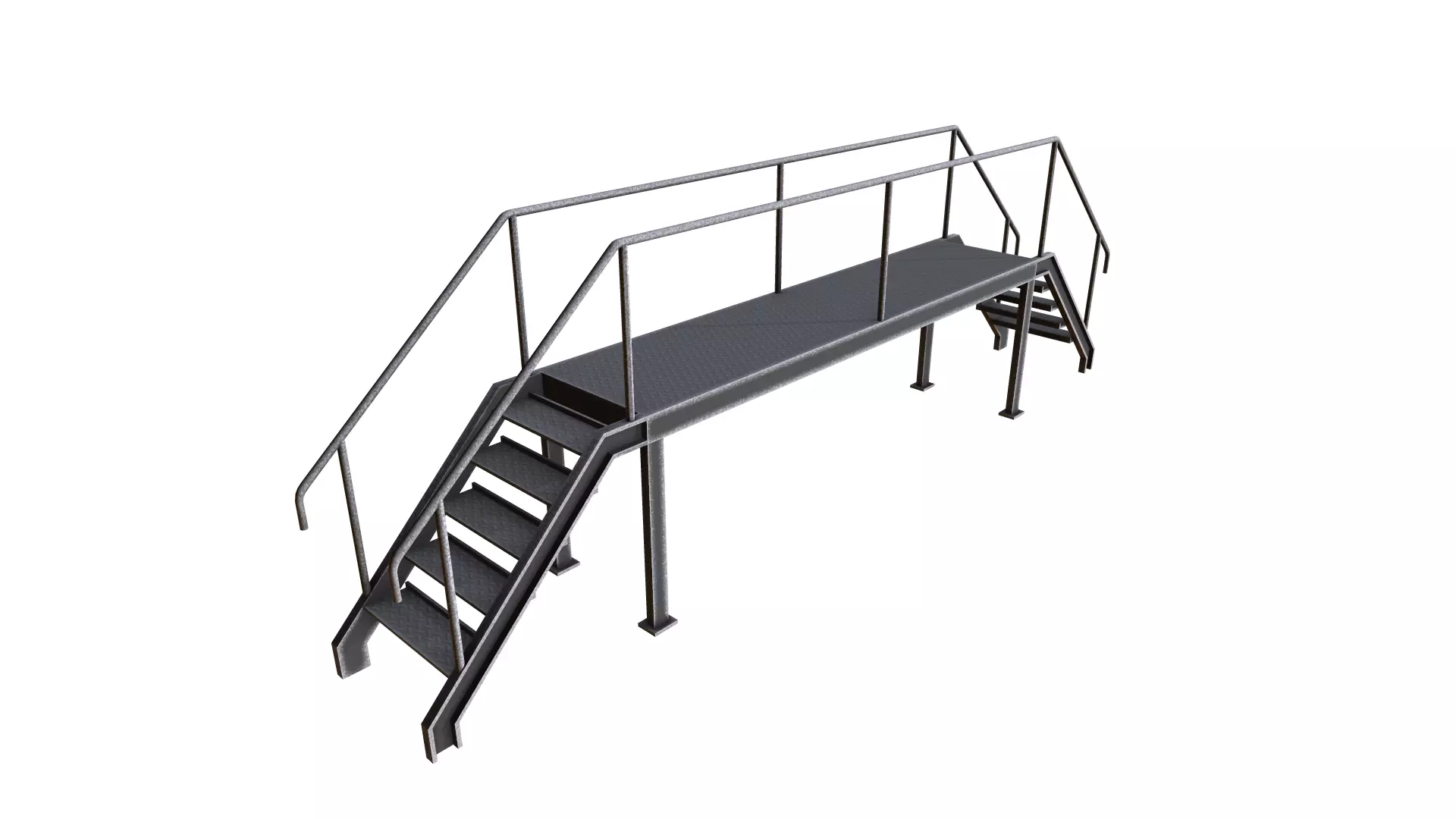 Stair stainless steel railings Low-poly 3D model_0