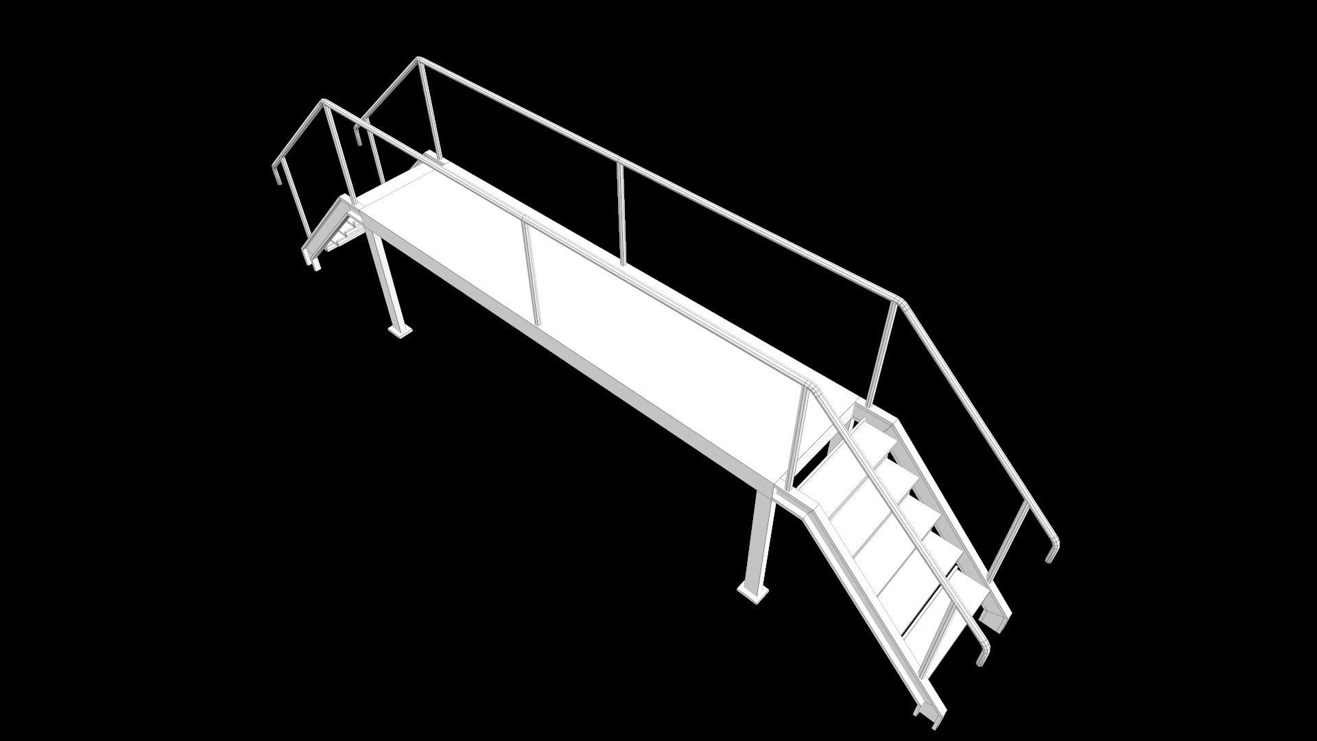 Stair stainless steel railings Low-poly 3D model_7