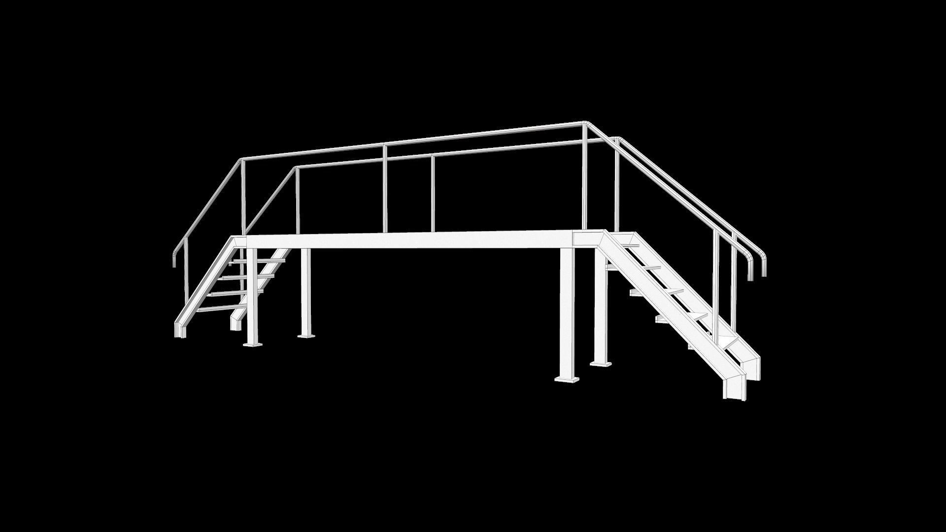 Stair stainless steel railings Low-poly 3D model_12