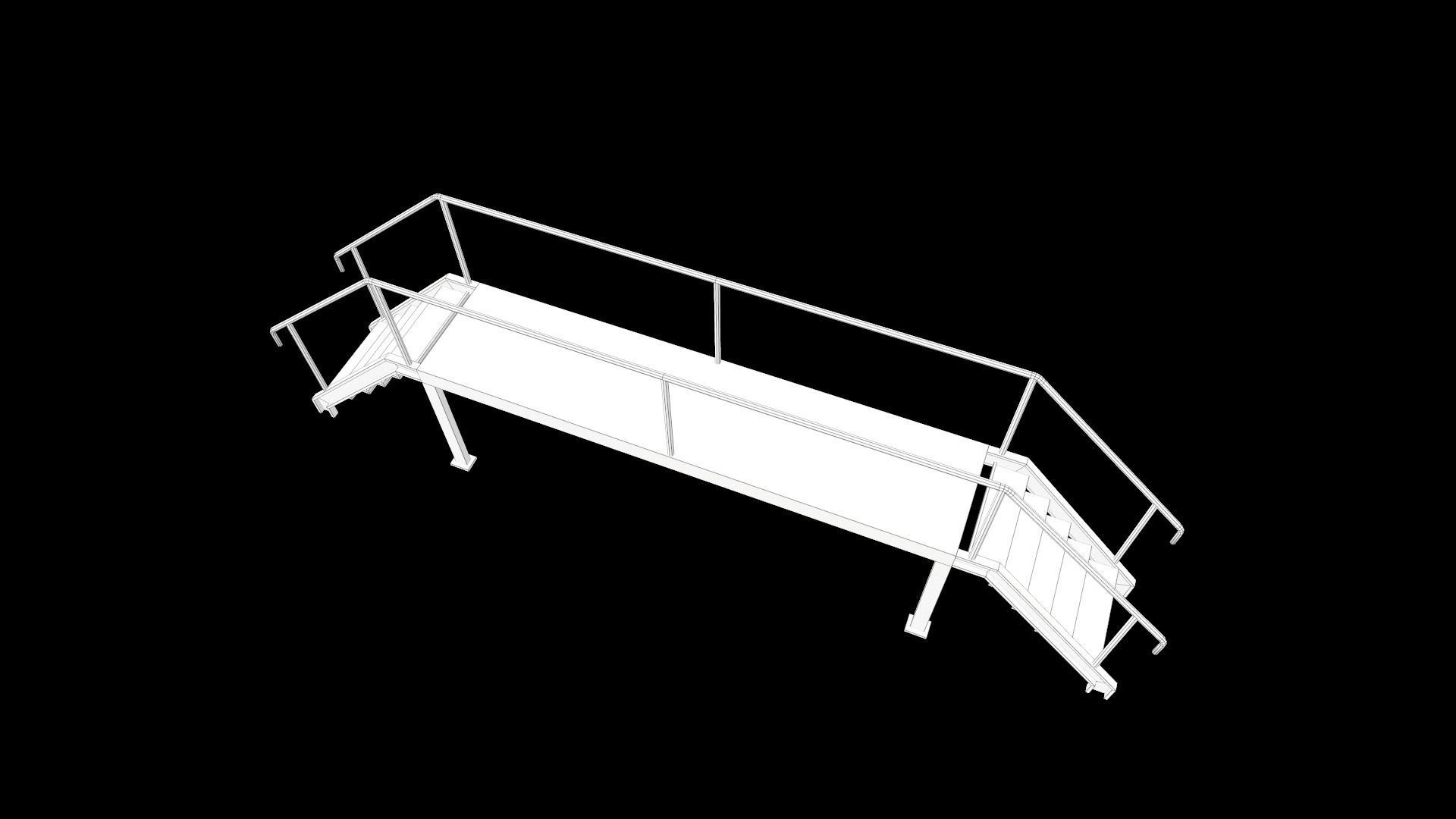 Stair stainless steel railings Low-poly 3D model_11