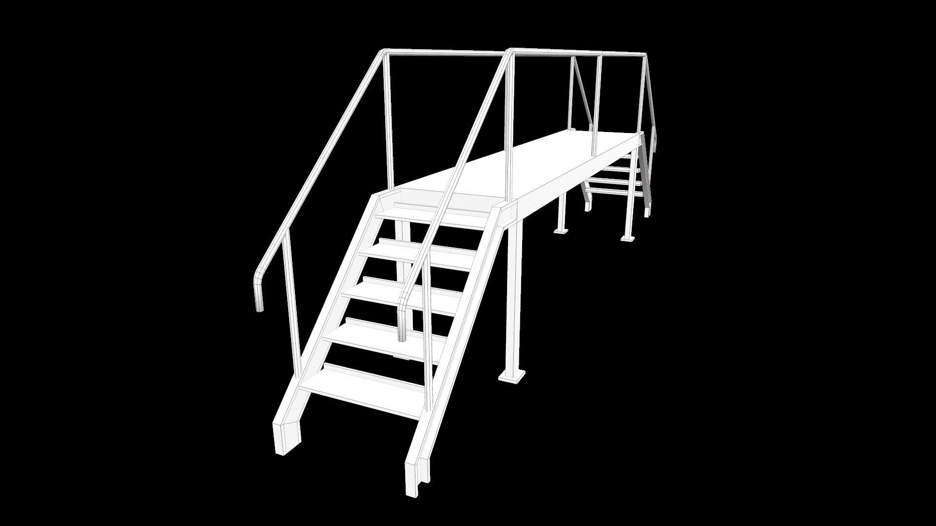 Stair stainless steel railings Low-poly 3D model_10