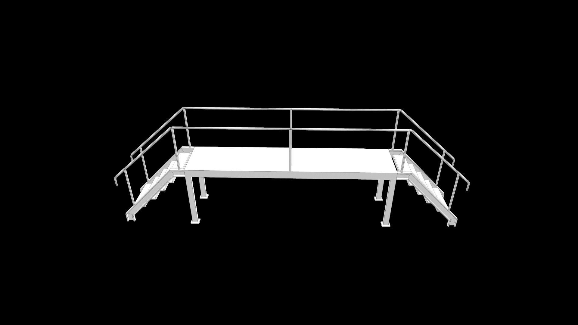 Stair stainless steel railings Low-poly 3D model_9