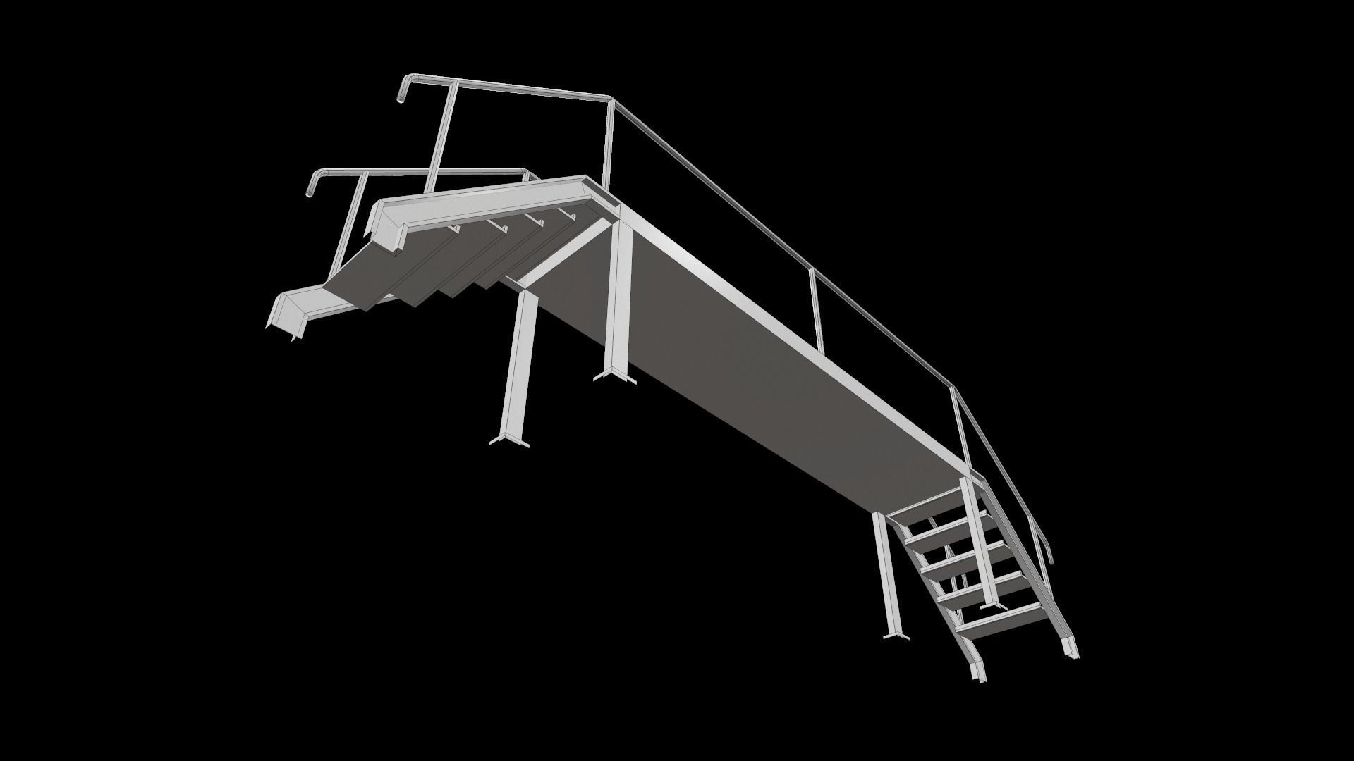 Stair stainless steel railings Low-poly 3D model_6