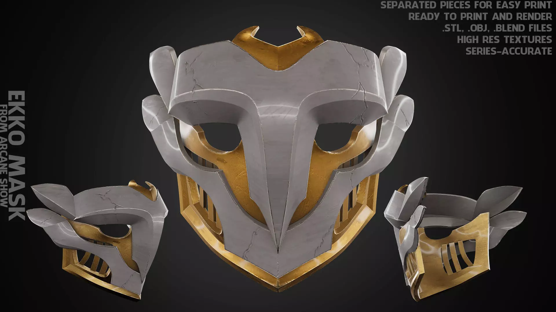 Arcane Ekko Firelight Mask for Cosplay 3D print model_0
