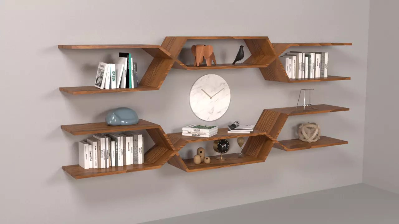 bookcase hexa shelving unit 3D model_0