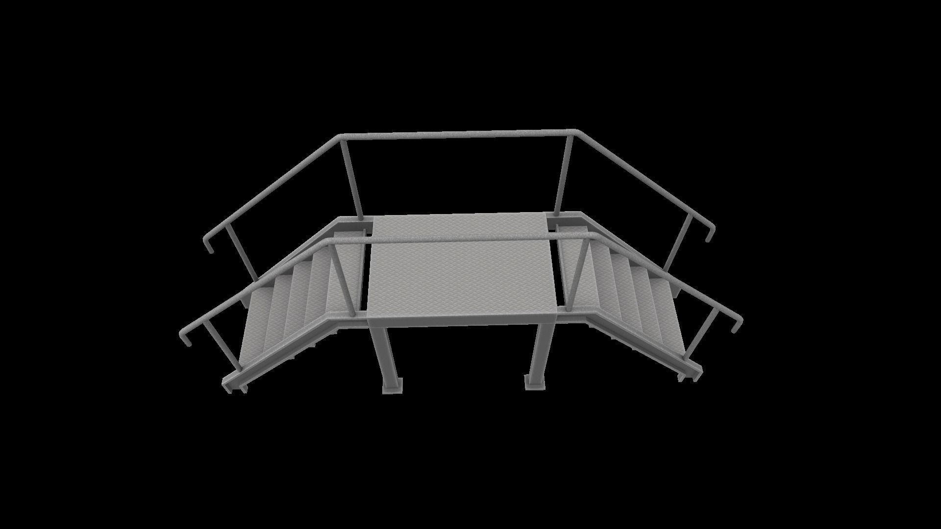 Stair metal ladder Low-poly 3D model_11