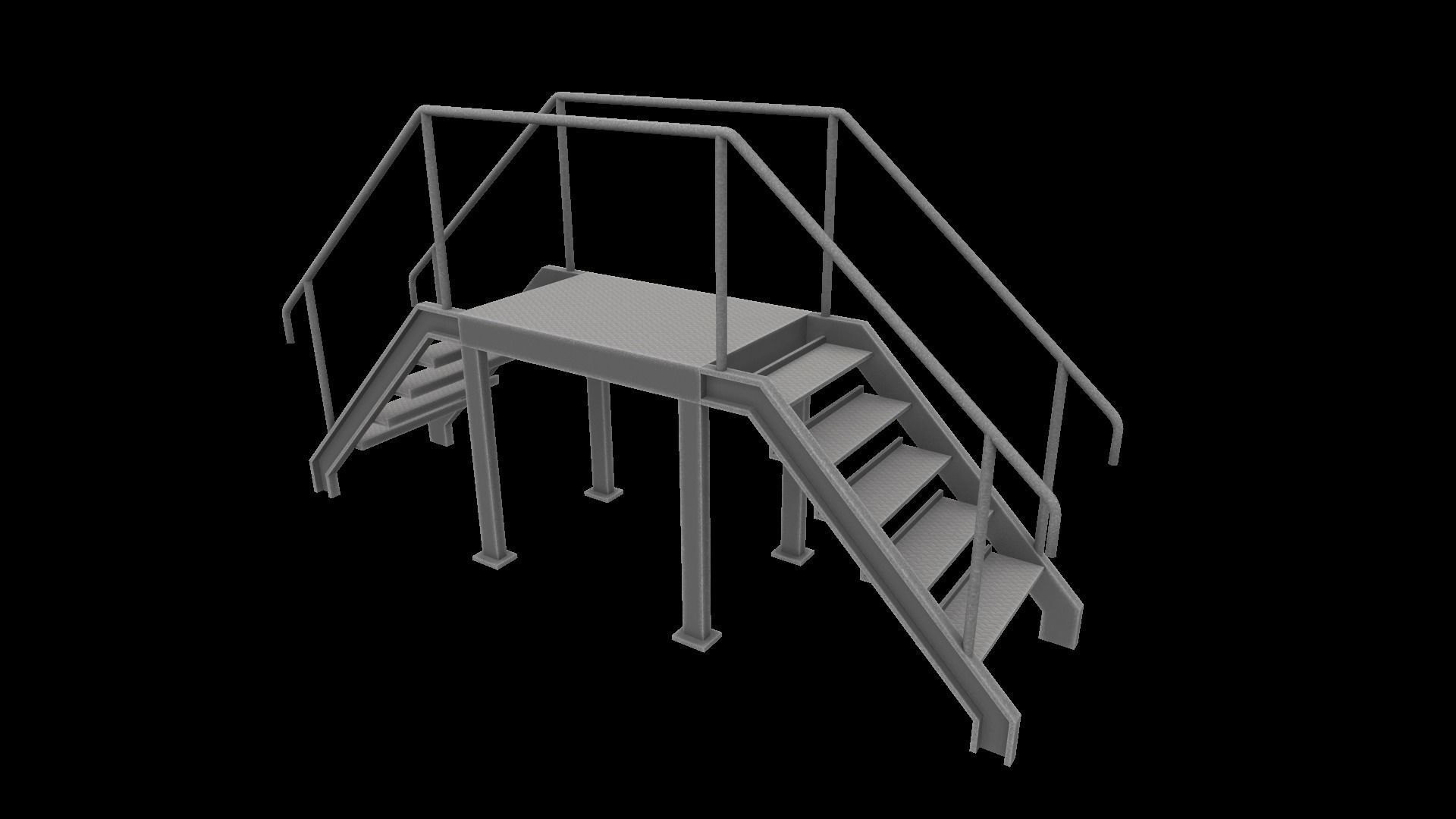 Stair metal ladder Low-poly 3D model_6