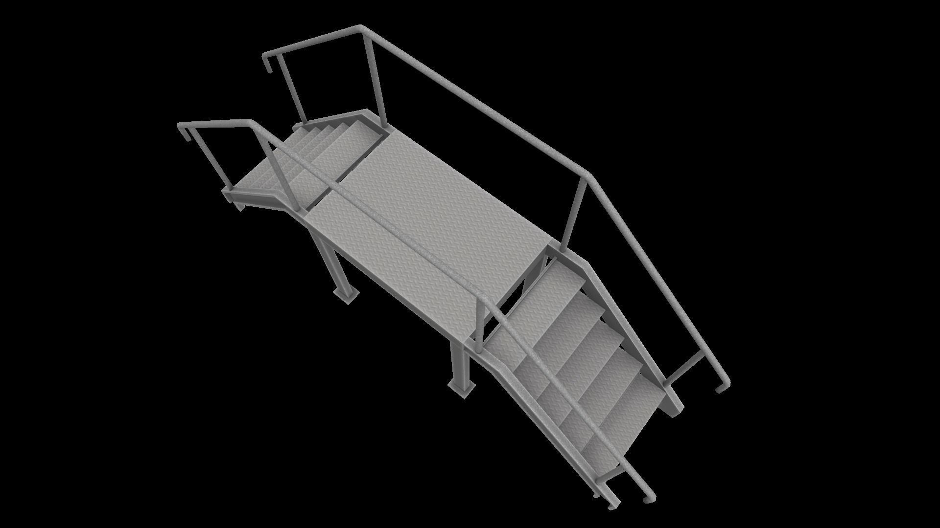 Stair metal ladder Low-poly 3D model_4