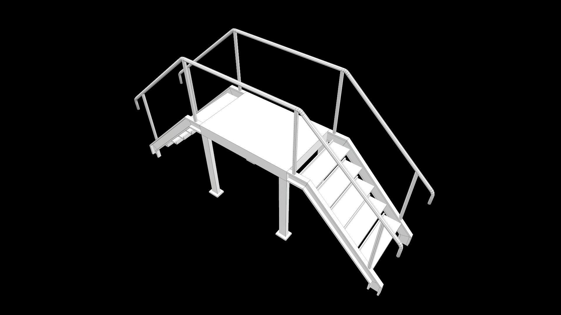 Stair metal ladder Low-poly 3D model_18