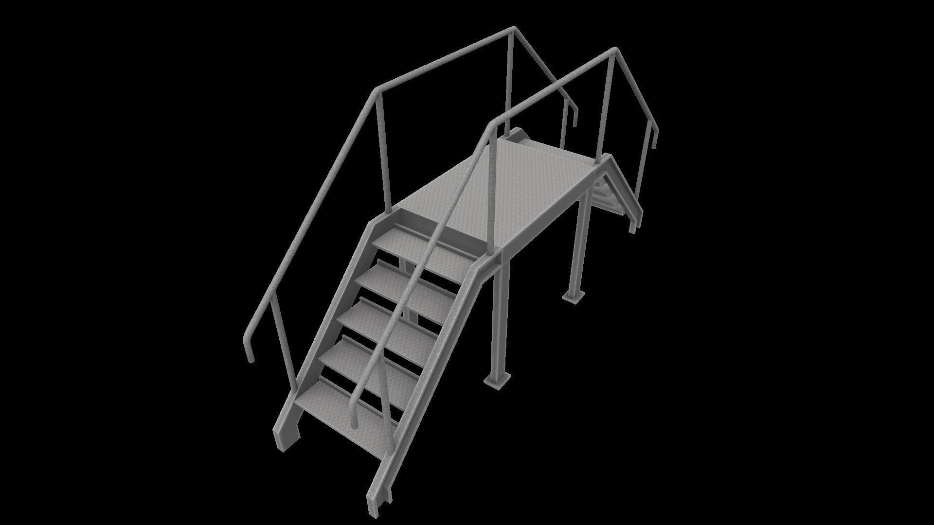 Stair metal ladder Low-poly 3D model_13