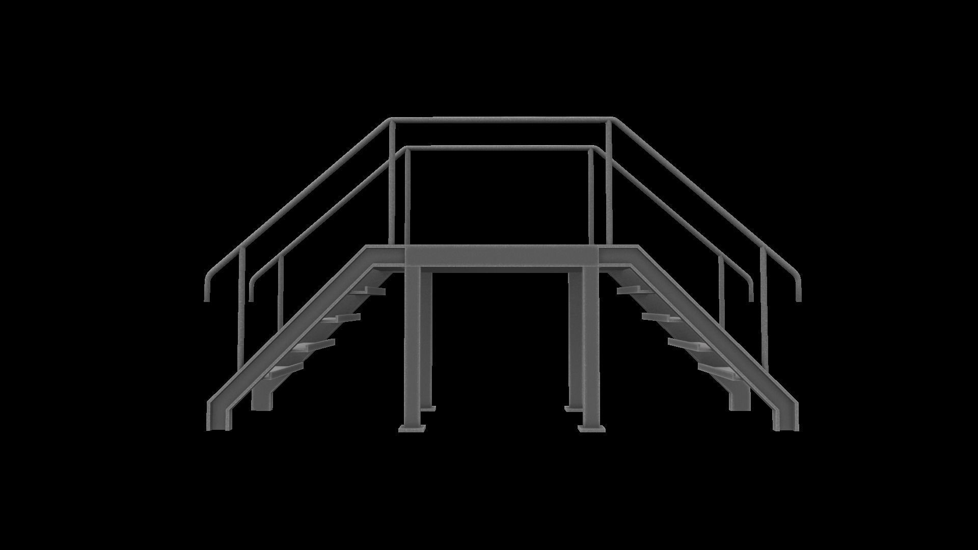Stair metal ladder Low-poly 3D model_2