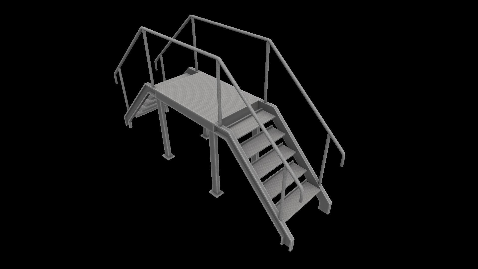 Stair metal ladder Low-poly 3D model_12