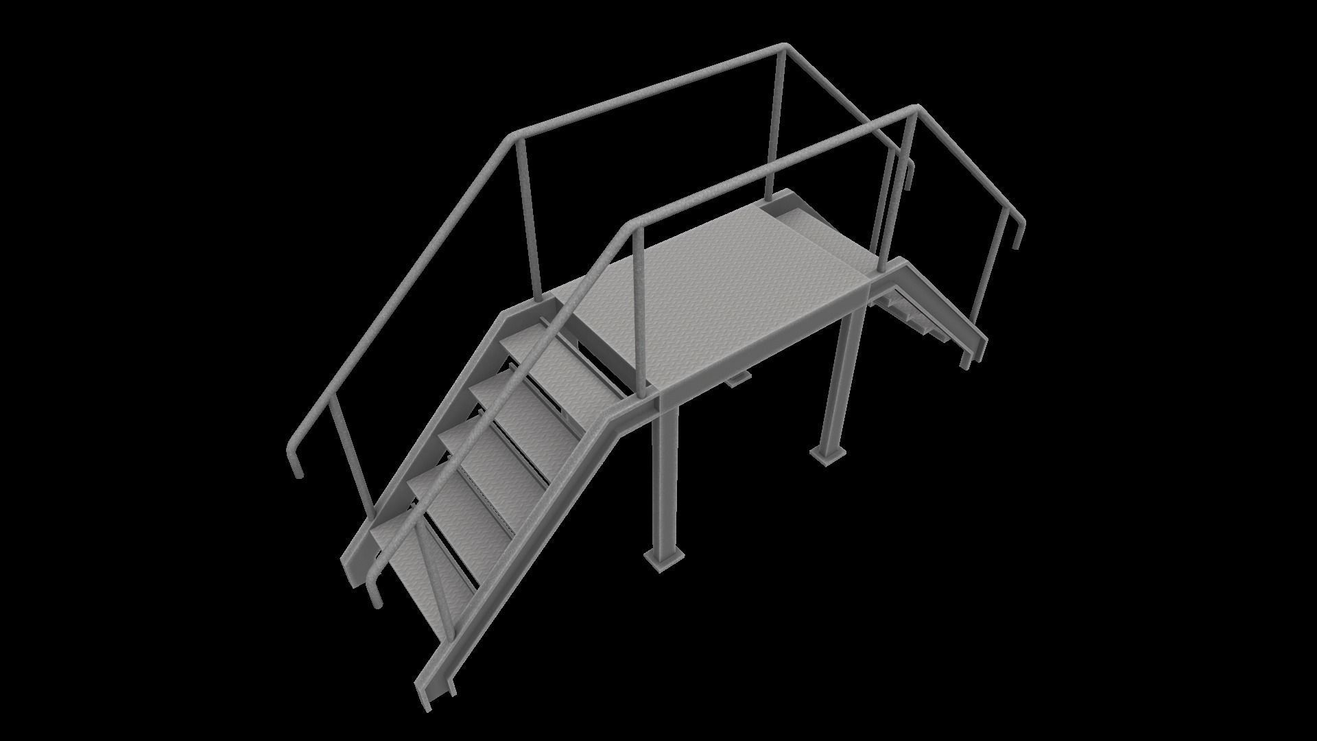 Stair metal ladder Low-poly 3D model_8