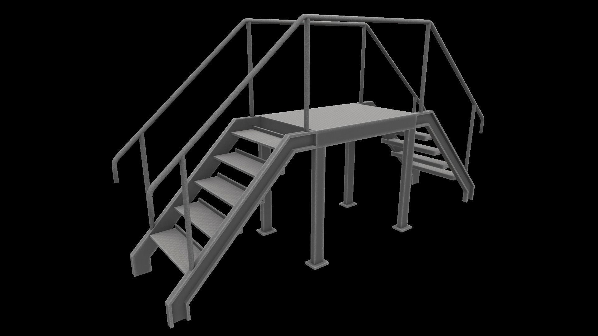 Stair metal ladder Low-poly 3D model_3