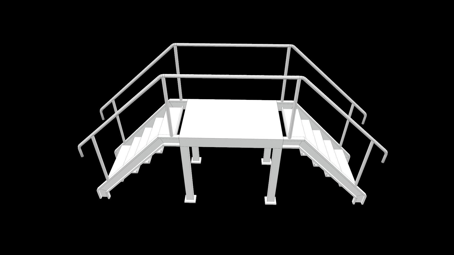 Stair metal ladder Low-poly 3D model_16