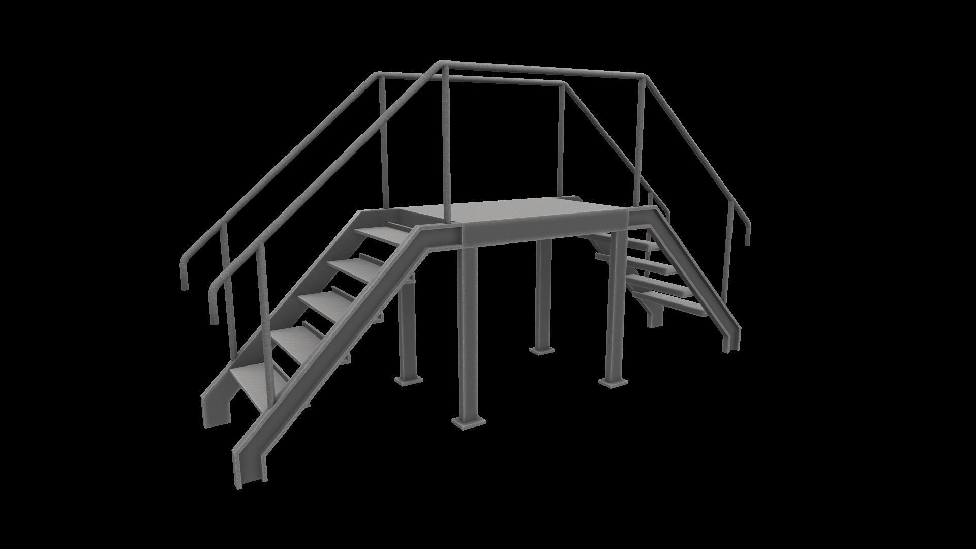 Stair metal ladder Low-poly 3D model_14