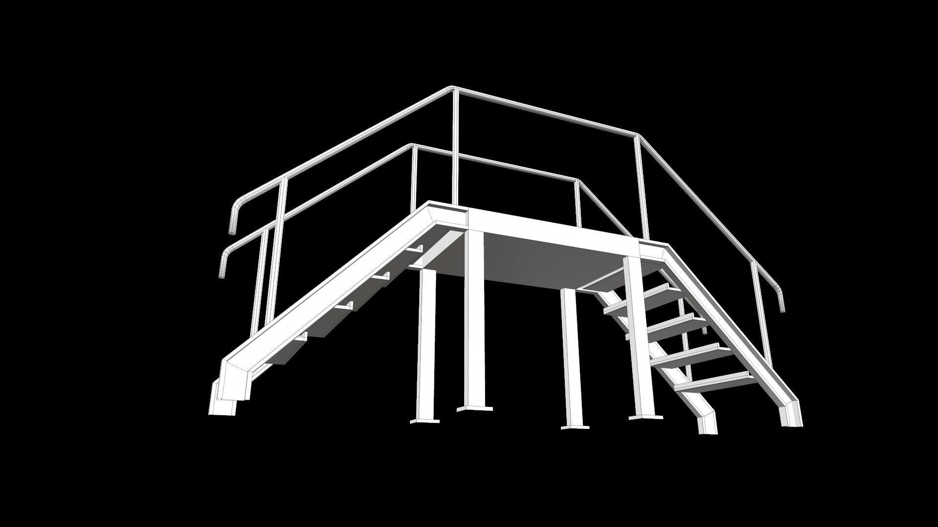 Stair metal ladder Low-poly 3D model_21