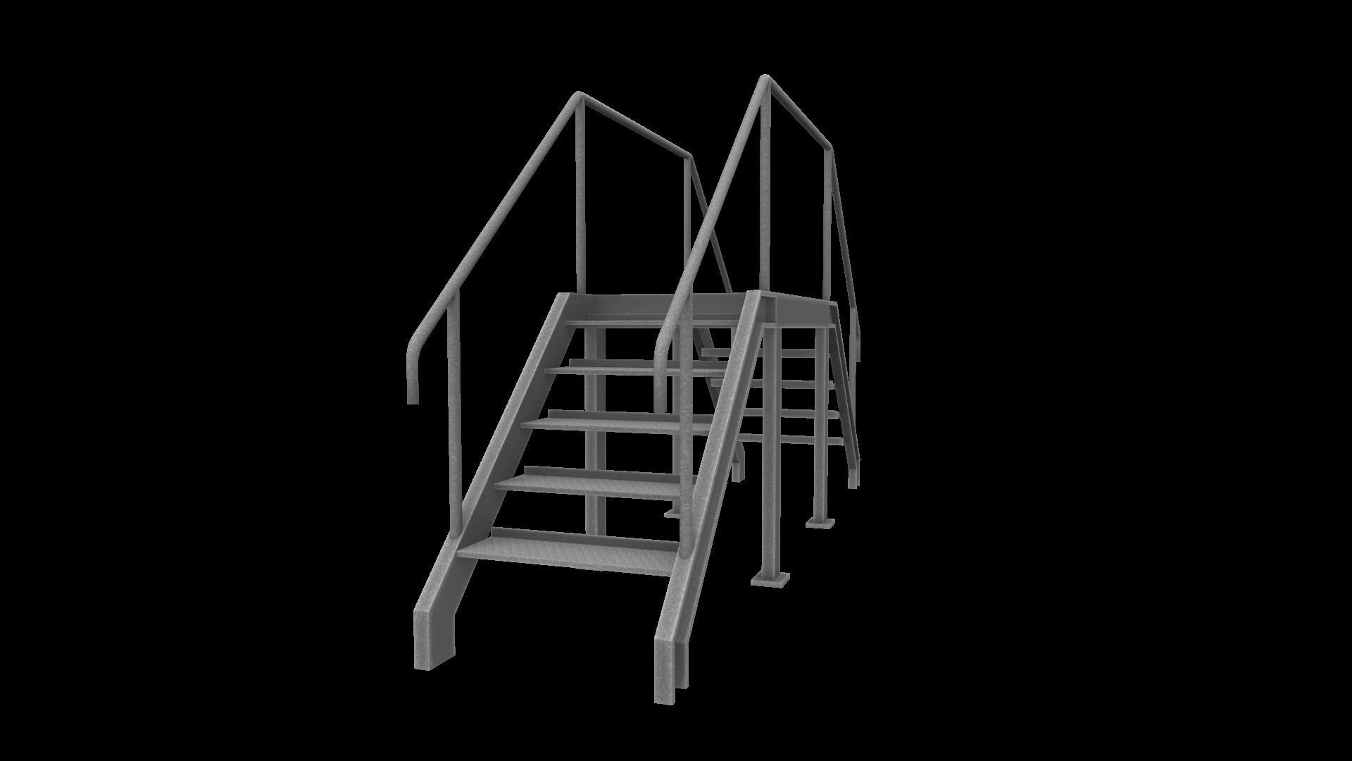 Stair metal ladder Low-poly 3D model_9