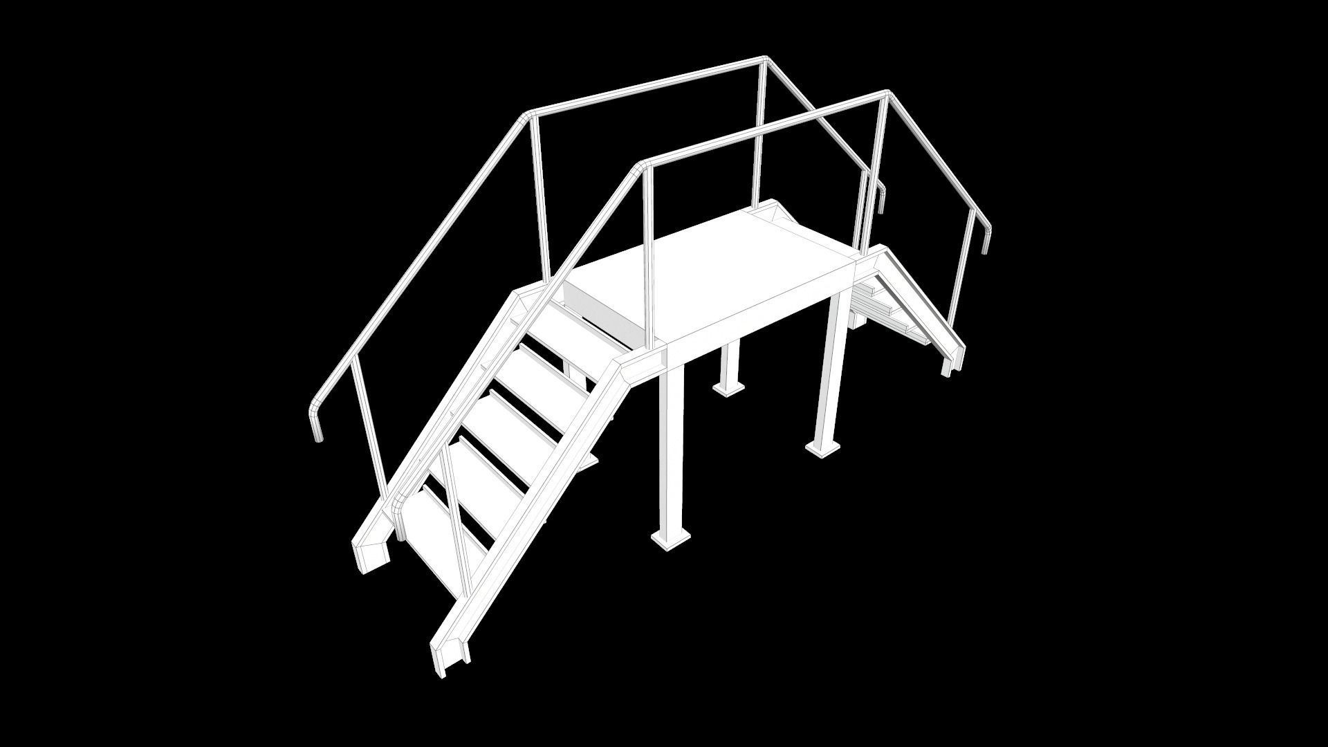 Stair metal ladder Low-poly 3D model_20
