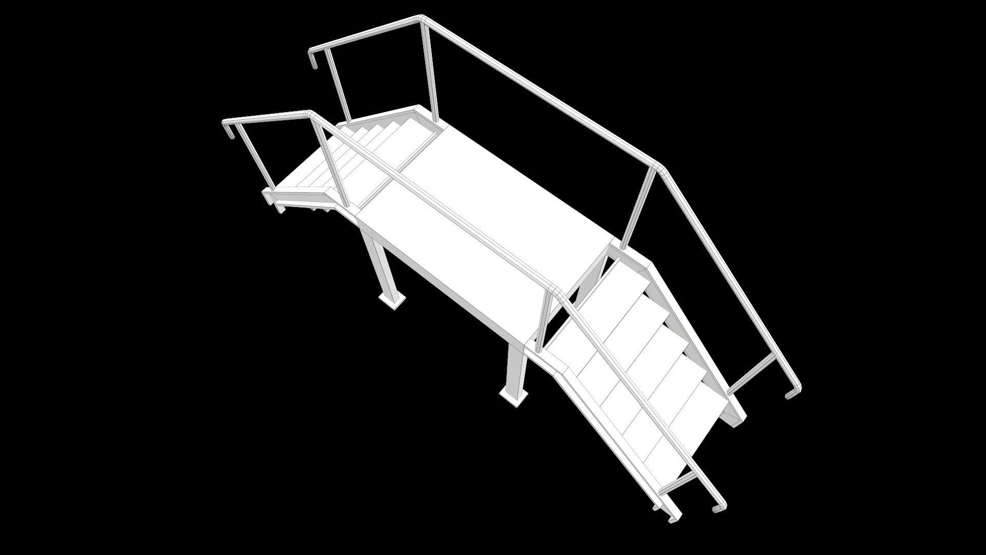 Stair metal ladder Low-poly 3D model_15