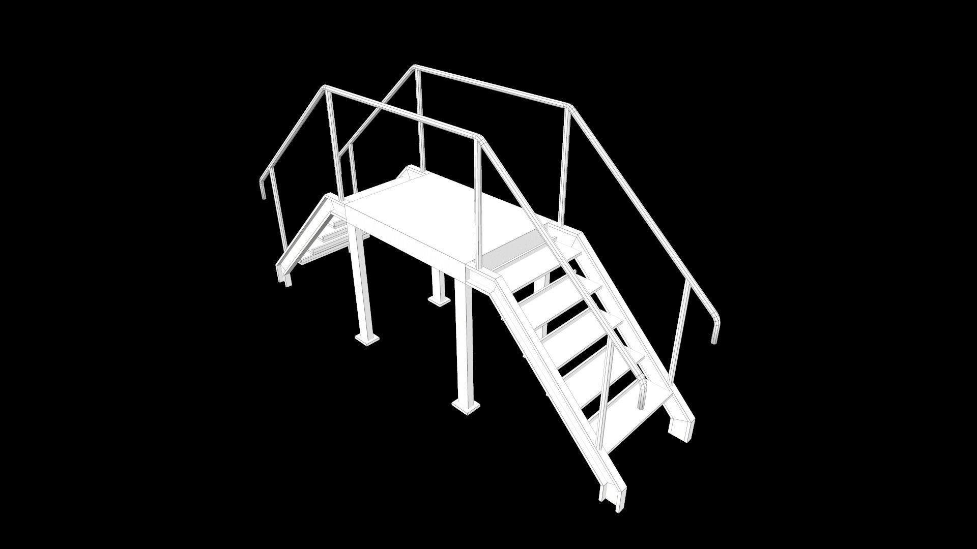 Stair metal ladder Low-poly 3D model_23