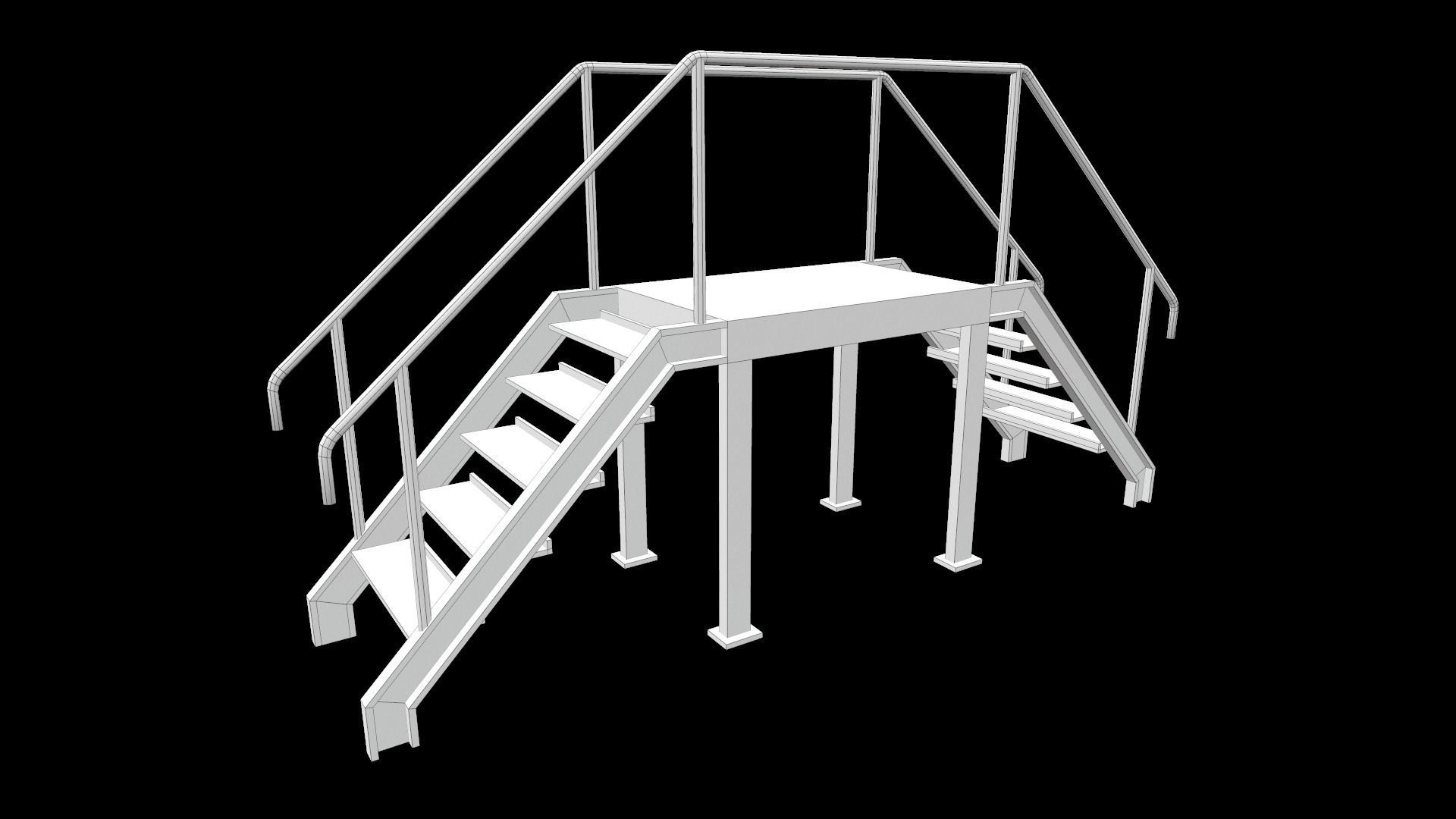 Stair metal ladder Low-poly 3D model_22