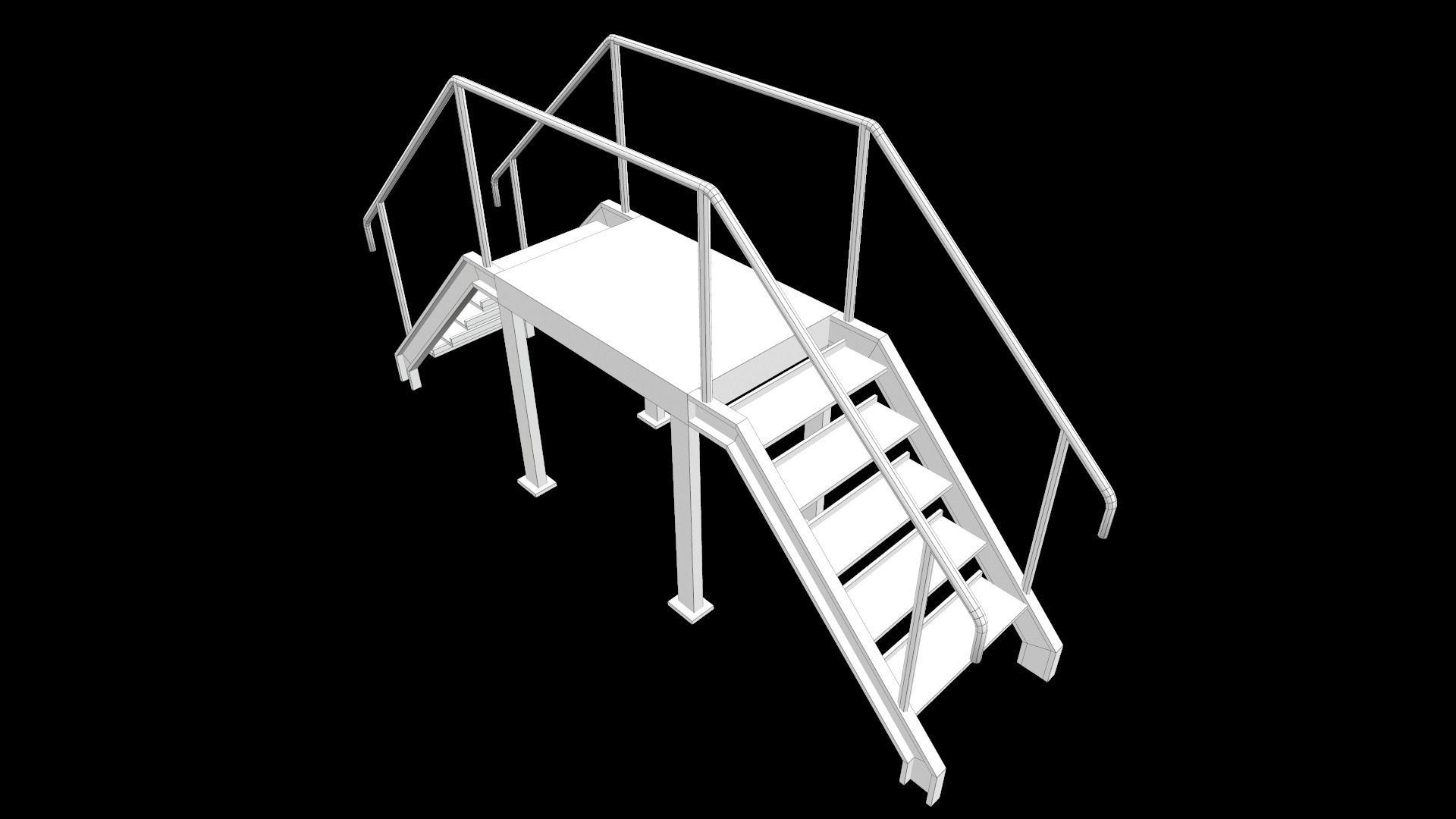 Stair metal ladder Low-poly 3D model_19