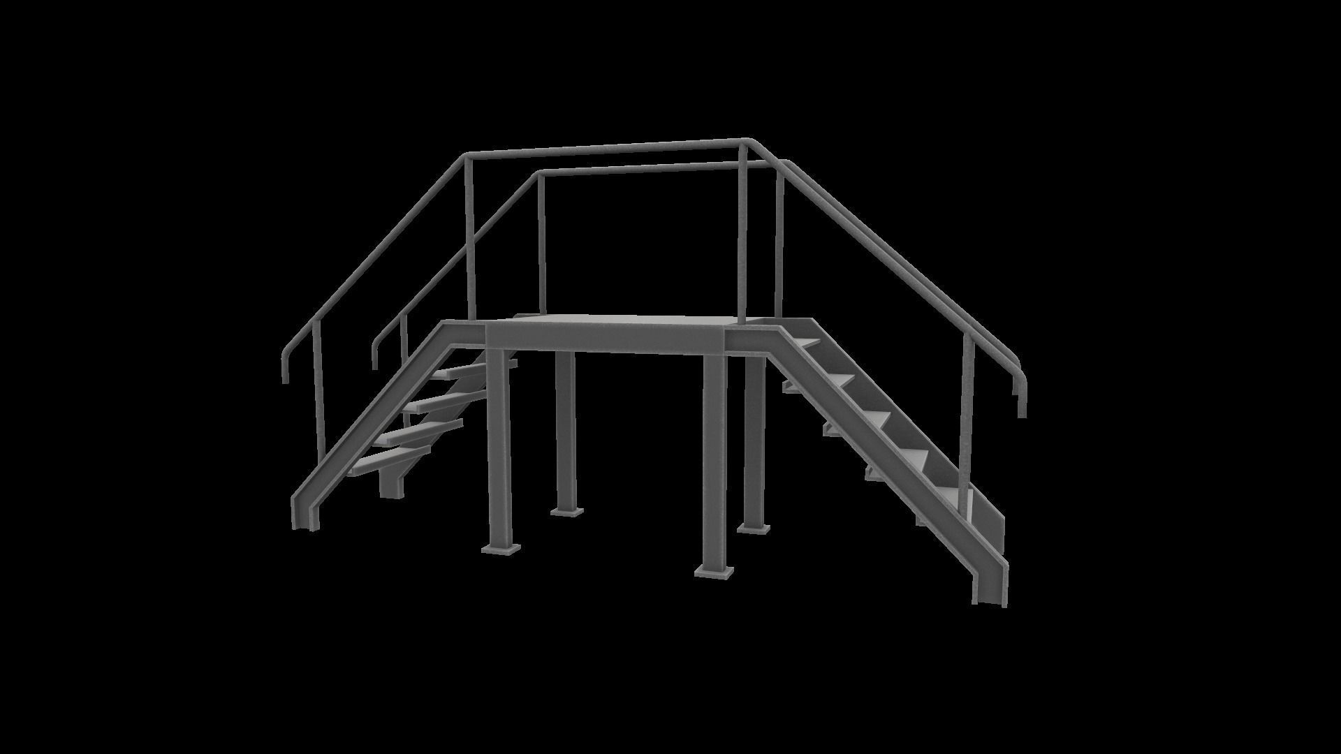 Stair metal ladder Low-poly 3D model_7