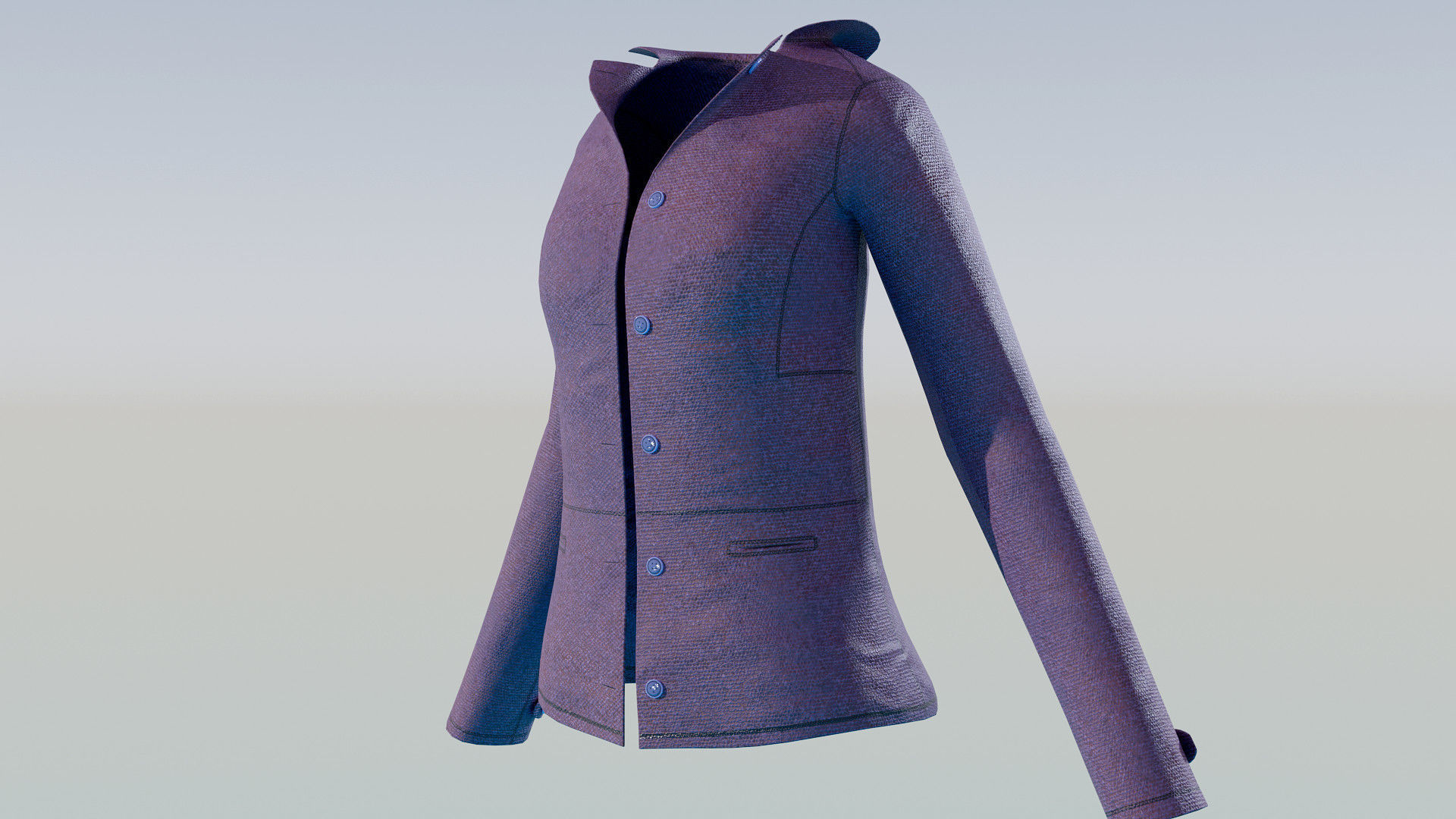Button Jacket Low-poly 3D model_2