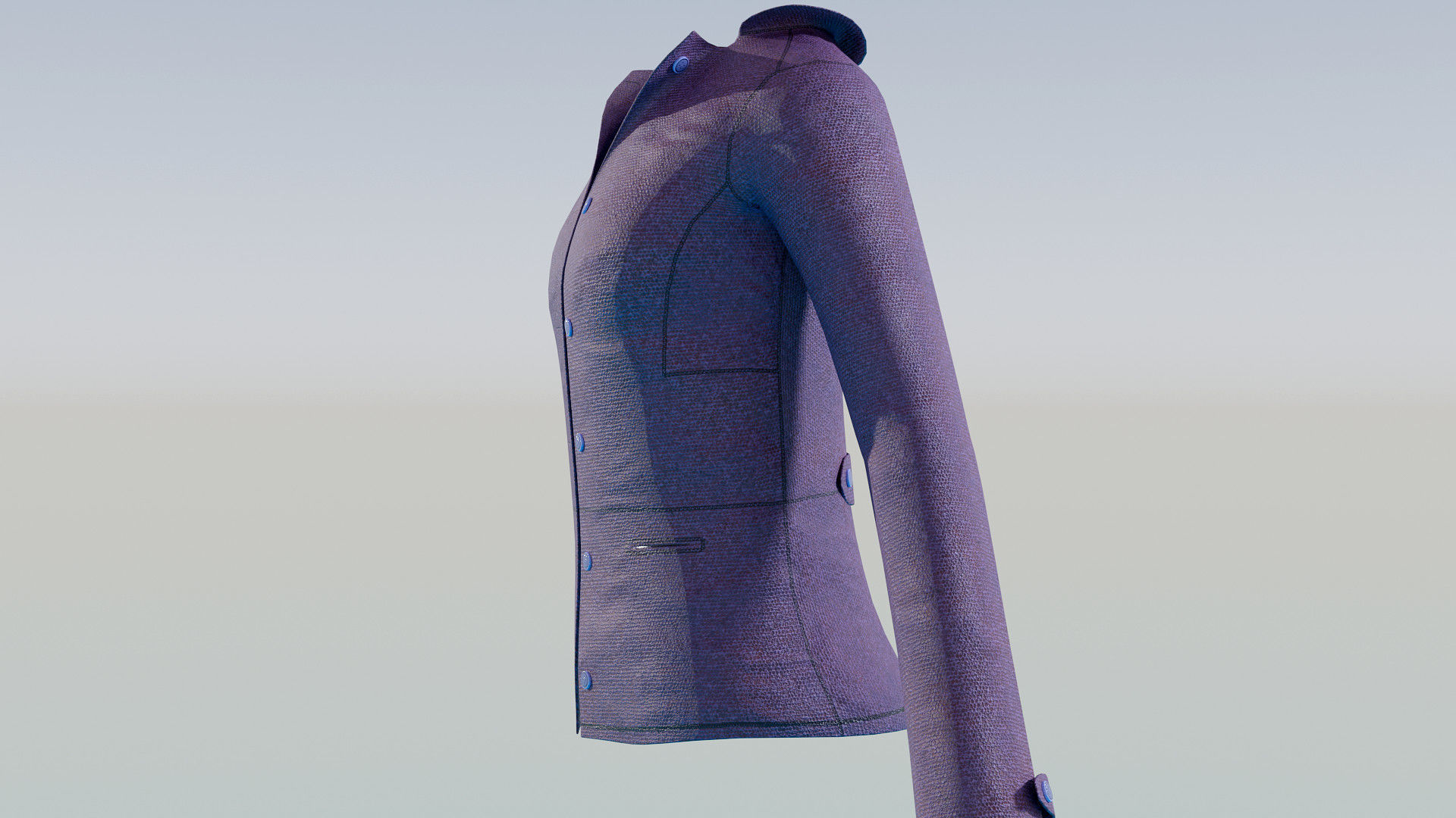 Button Jacket Low-poly 3D model_3